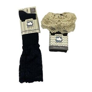 World's Softest Lucy And Sassy Knee Hi Socks New Black Lace Top Brown Women 6-10